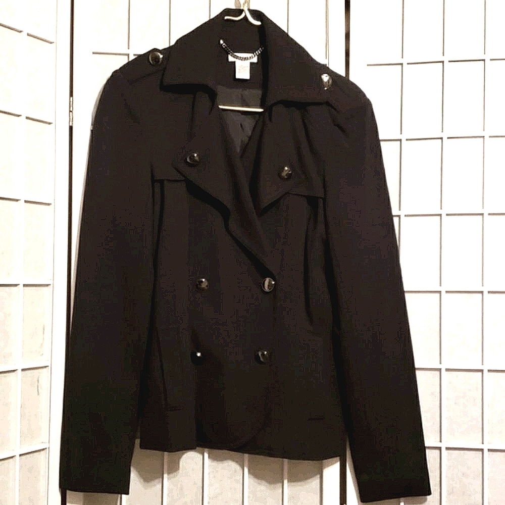 CACHE DOUBLE BREASTED RAYON/NYLON PEACOAT SZ 4